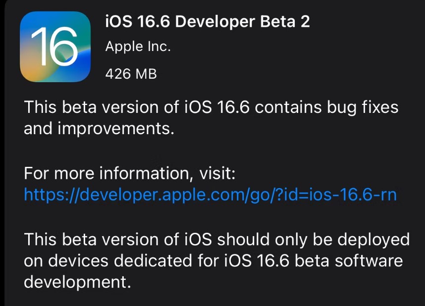  بتا دوم iOS 16.6