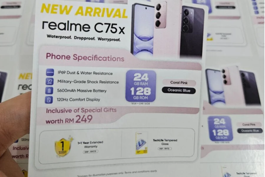 طراحی گوشی Realme C75x آشکار شد