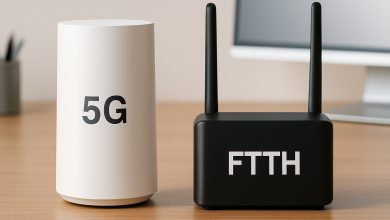مقایسه کامل فیبر نوری و 5G | سرعت، پوشش، هزینه (1404)