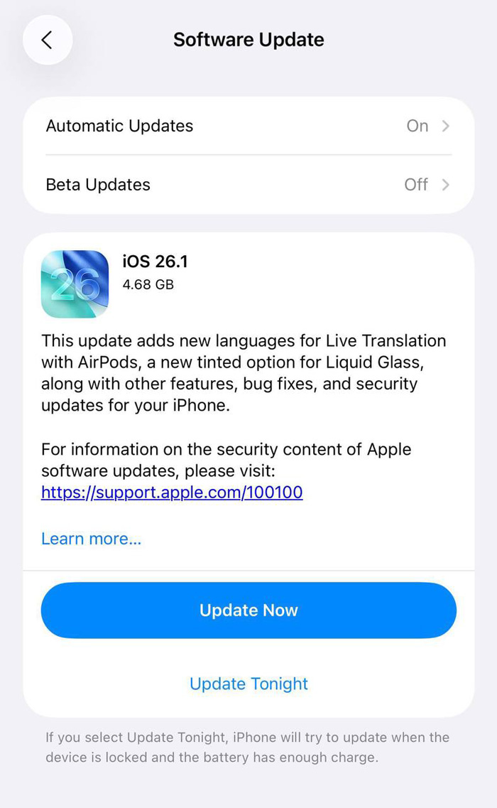 iOS 26.1