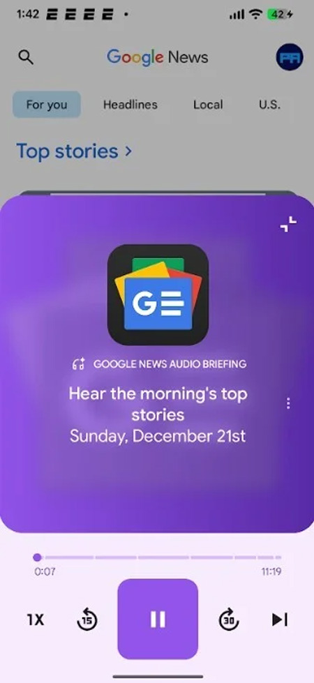 ویژگی شنیداری Google News